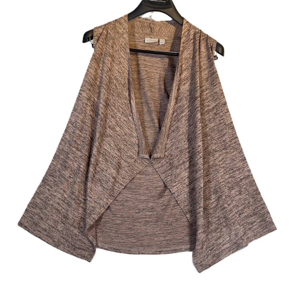 Logo Lori Goldstein Open Wrap Sweater Woman's XXS Sleeveless Heathered Brown QVC